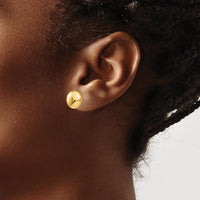 14K Yellow Gold Polished 10.5mm Button Post Earrings - Classic and Elegant Design for Women by Oro Pregiato