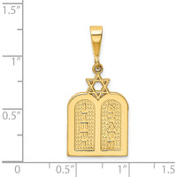 14K Yellow Gold Polished 10 Commandment Tablets with Star of David Charm - 32mm Length, 15mm Width by Oro Pregiato