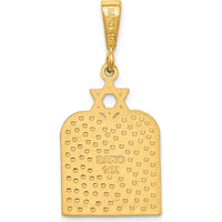14K Yellow Gold Polished 10 Commandment Tablets with Star of David Charm - 32mm Length, 15mm Width by Oro Pregiato