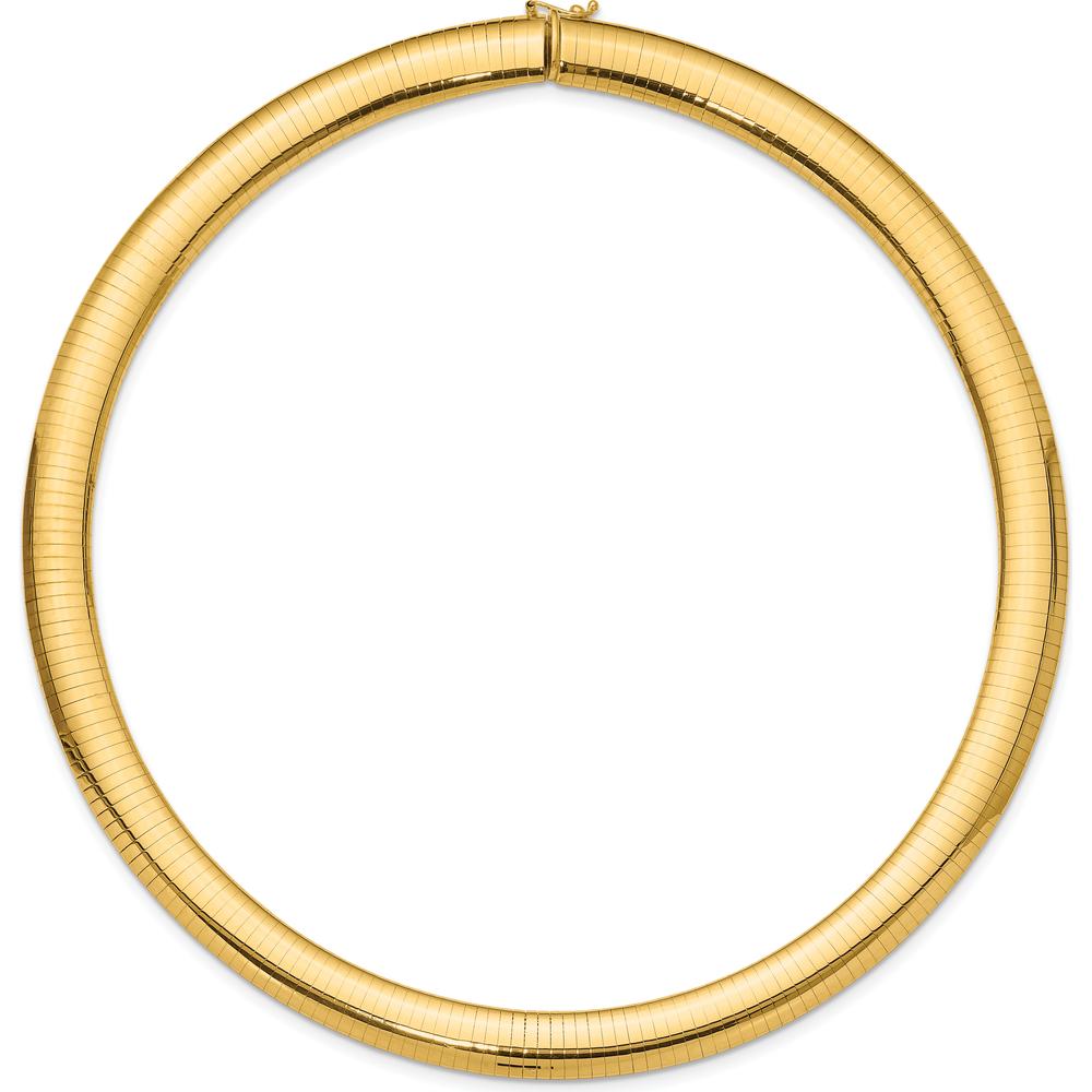 14K Yellow Gold Polished 10mm Domed Omega Necklace - 16" by Oro Pregiato