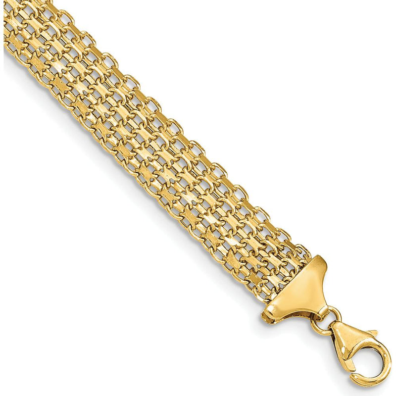 14K Yellow Gold Polished 10mm Fancy Bismark Link Bracelet - 7.5" by 0