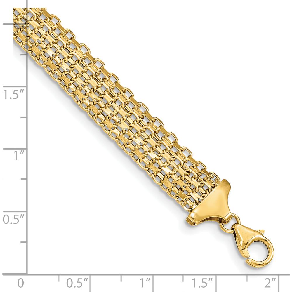 14K Yellow Gold Polished 10mm Fancy Bismark Link Bracelet - 7.5" by 0