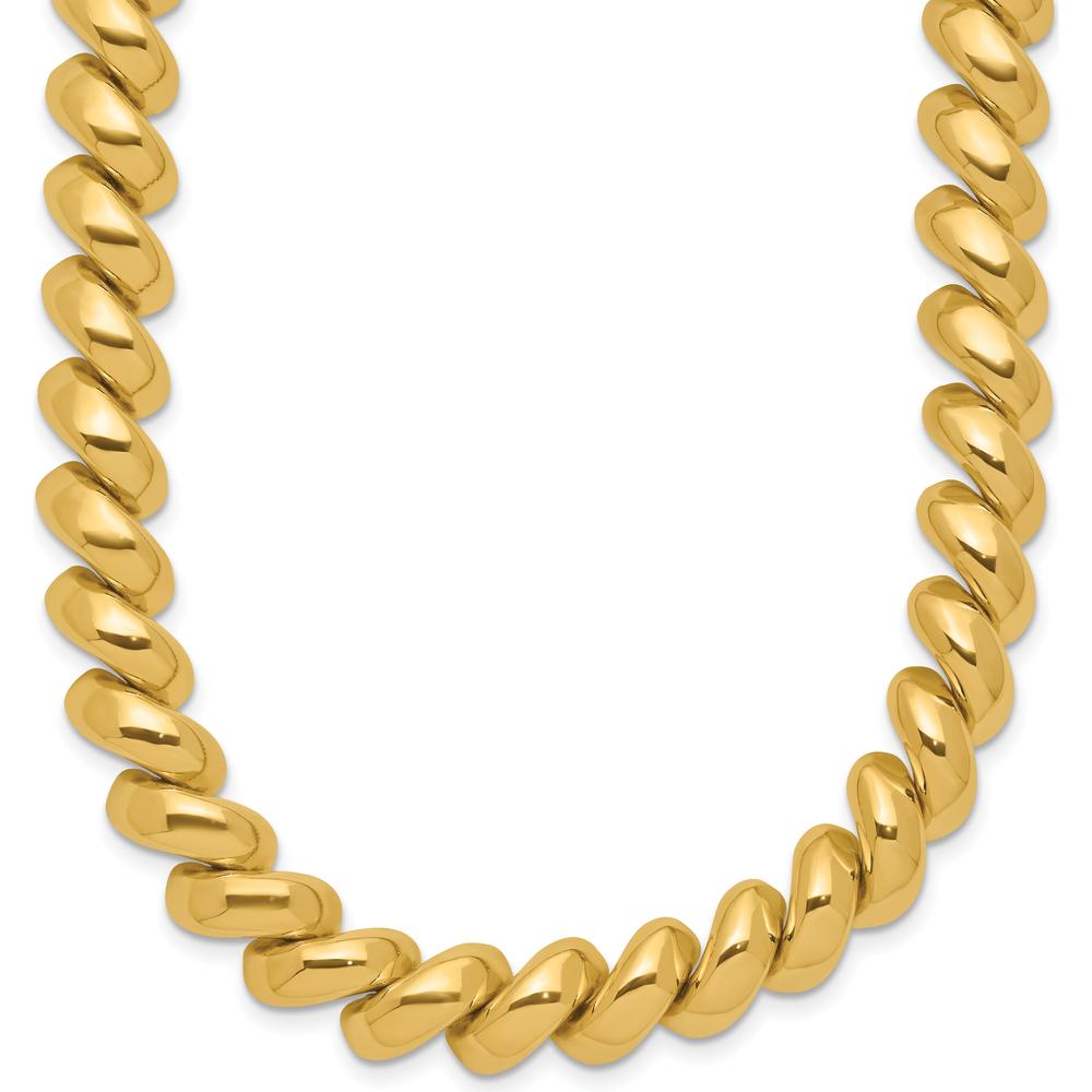 14K Yellow Gold Polished 10mm San Marco Necklace - 18 Inches, Link Design with Box Clasp by 0