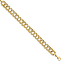 14K Yellow Gold Polished 11.8mm Fancy Triple Link Bracelet - 7.5 Inches by 0