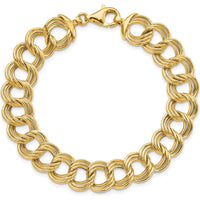 14K Yellow Gold Polished 11.8mm Fancy Triple Link Bracelet - 7.5 Inches by 0