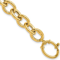 14K Yellow Gold Polished 11mm Fancy Oval Cable Link 7.5" Bracelet by 0