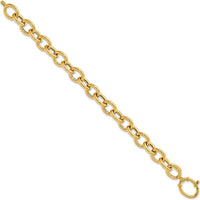 14K Yellow Gold Polished 11mm Fancy Oval Cable Link 7.5" Bracelet by 0