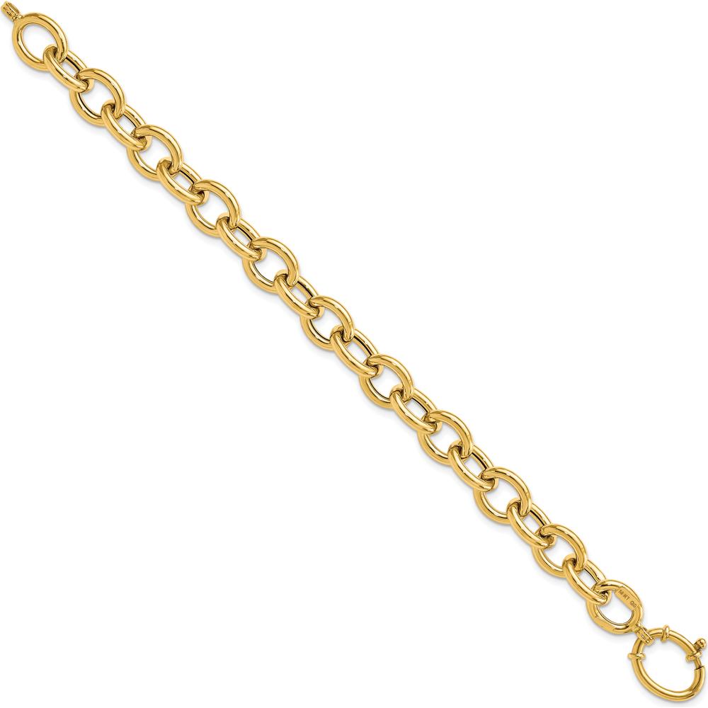 14K Yellow Gold Polished 11mm Fancy Oval Cable Link 7.5" Bracelet by 0