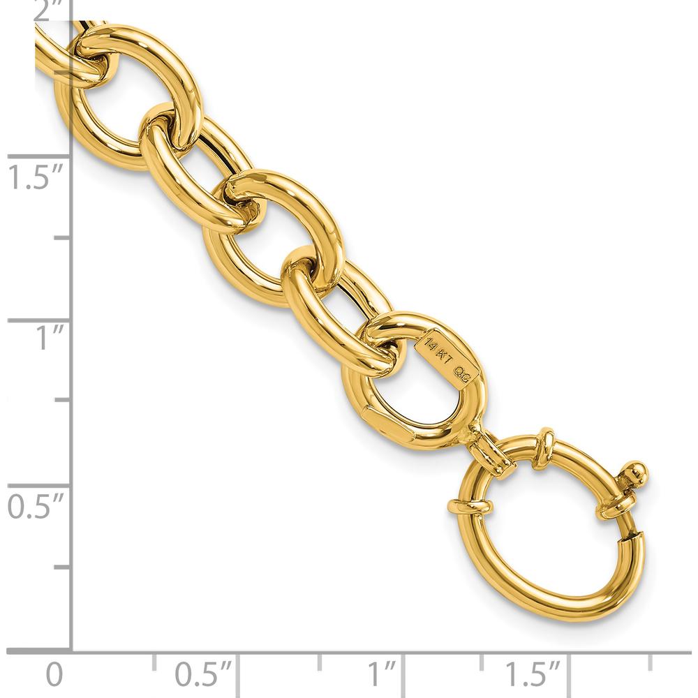 14K Yellow Gold Polished 11mm Fancy Oval Cable Link 7.5" Bracelet by 0