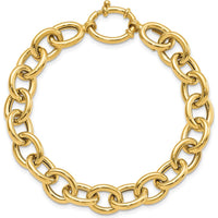 14K Yellow Gold Polished 11mm Fancy Oval Cable Link 7.5" Bracelet by 0