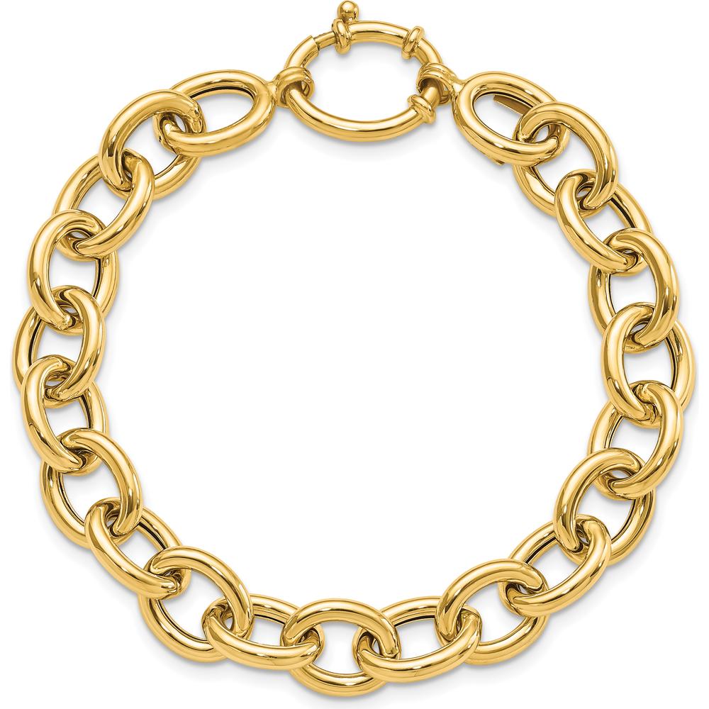 14K Yellow Gold Polished 11mm Fancy Oval Cable Link 7.5" Bracelet by 0