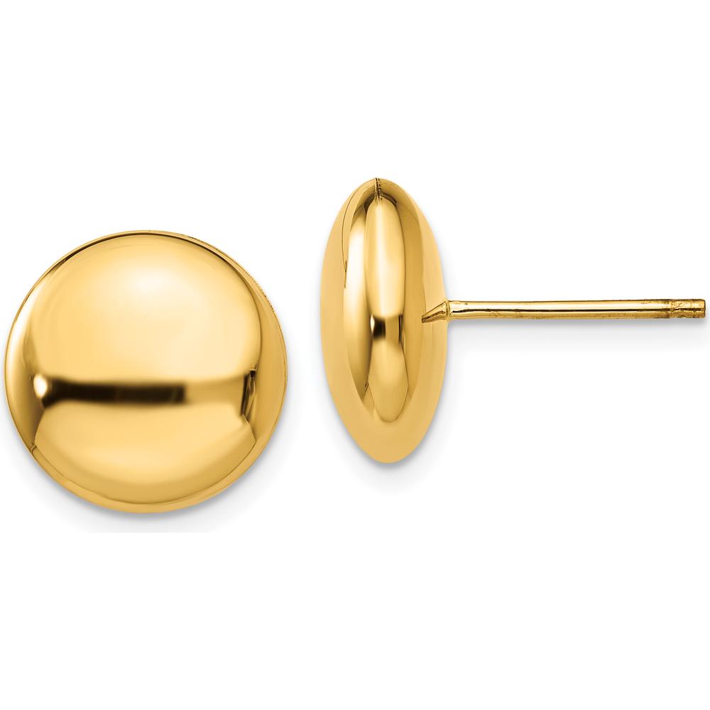 14K Yellow Gold Polished 12mm Button Post Earrings by Oro Pregiato