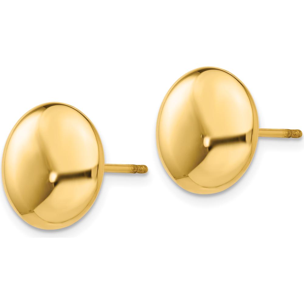 14K Yellow Gold Polished 12mm Button Post Earrings by Oro Pregiato