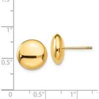 14K Yellow Gold Polished 12mm Button Post Earrings by Oro Pregiato