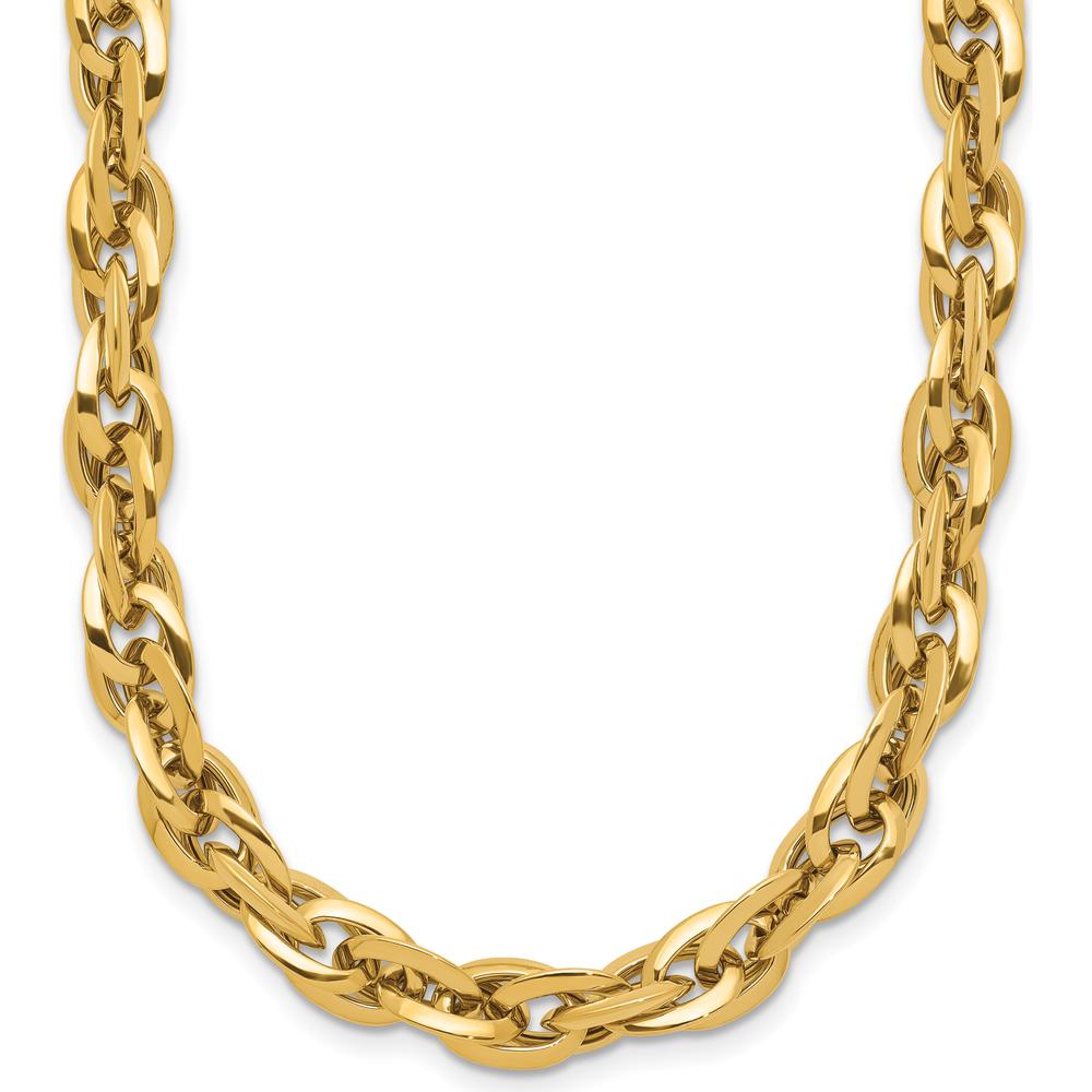 14K Yellow Gold Polished 12mm Fancy Rope Link Necklace - 17.5" by 0