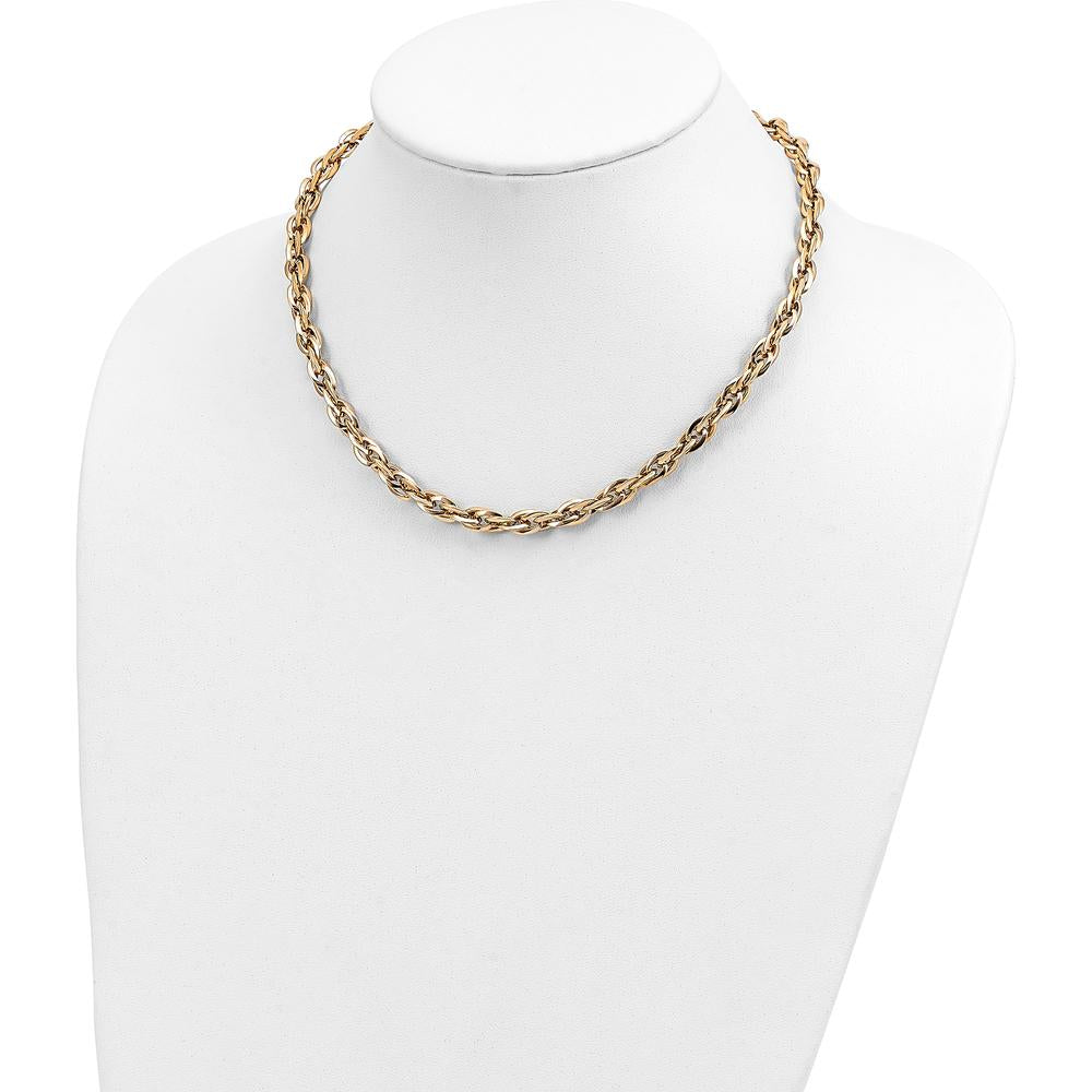 14K Yellow Gold Polished 12mm Fancy Rope Link Necklace - 17.5" by 0