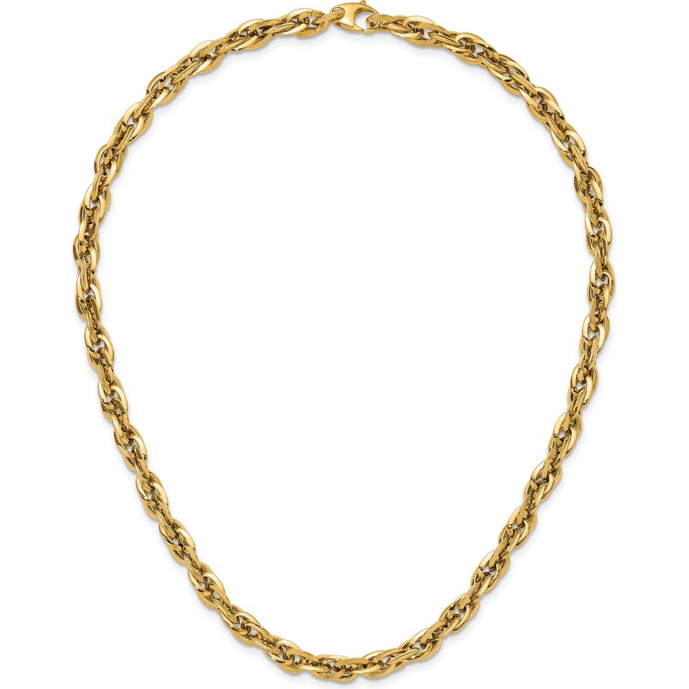 14K Yellow Gold Polished 12mm Fancy Rope Link Necklace - 17.5" by 0