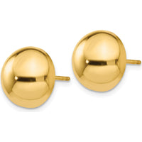 14K Yellow Gold Polished 12mm Half Ball Post Earrings - Lightweight, Elegant Design by Oro Pregiato