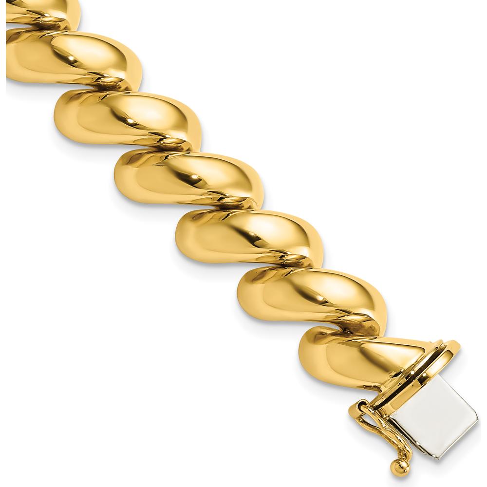 14K Yellow Gold Polished 12mm San Marco Bracelet - 7 Inches by 0