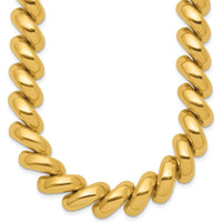 14K Yellow Gold Polished 12mm San Marco Link Necklace - 17 Inches by 0
