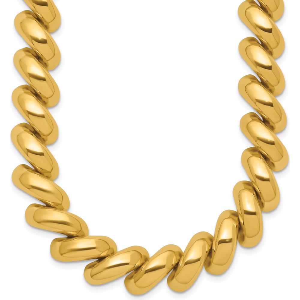 14K Yellow Gold Polished 12mm San Marco Link Necklace - 17 Inches by 0