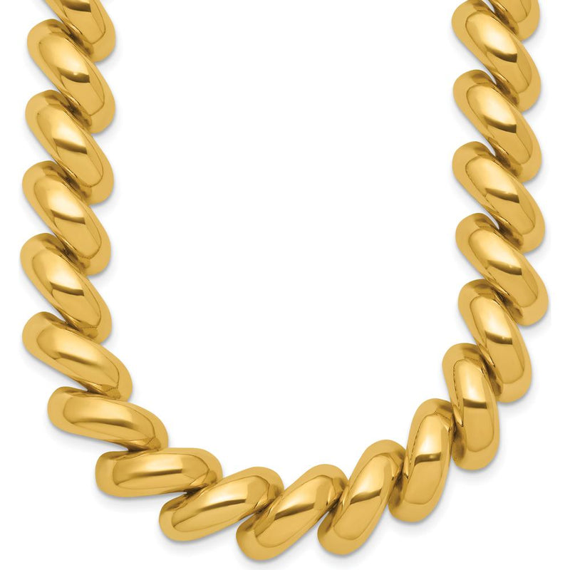 14K Yellow Gold Polished 12mm San Marco Link Necklace - 17 Inches by 0