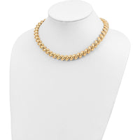 14K Yellow Gold Polished 12mm San Marco Link Necklace - 17 Inches by 0