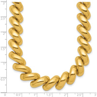 14K Yellow Gold Polished 12mm San Marco Link Necklace - 17 Inches by 0