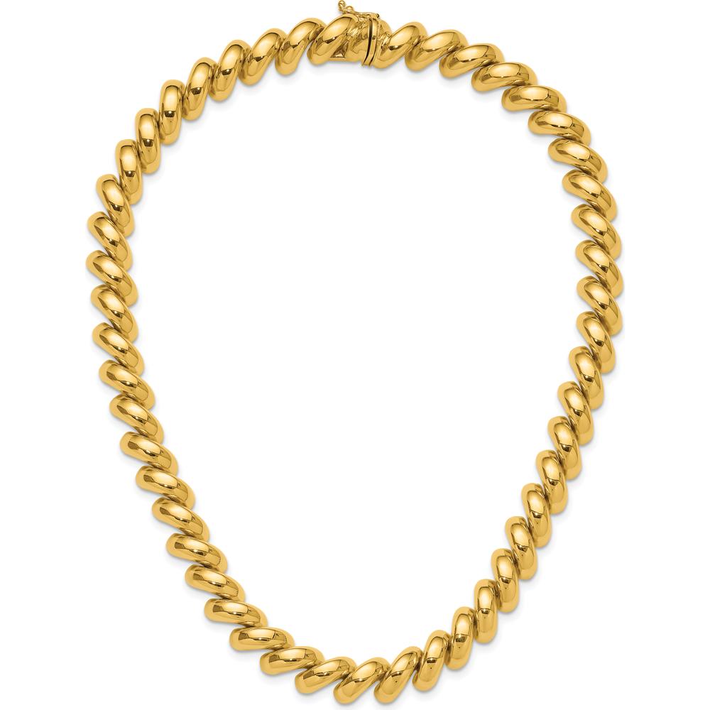 14K Yellow Gold Polished 12mm San Marco Link Necklace - 17 Inches by 0