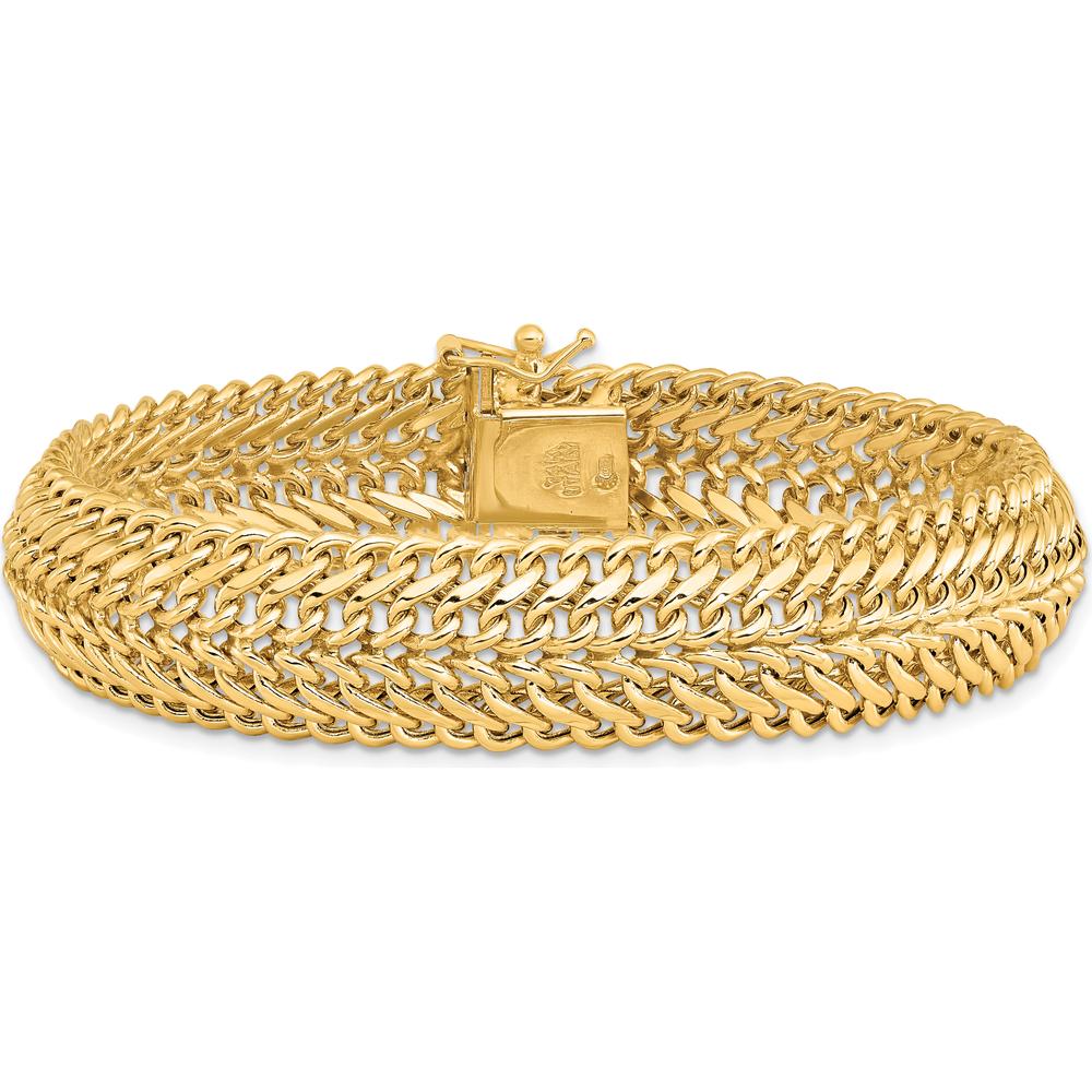 14K Yellow Gold Polished 13mm Fancy Link Bracelet - 7.5" Length by 0