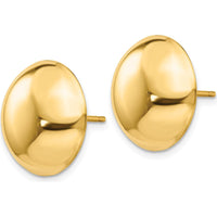 14K Yellow Gold Polished 15.5mm Button Post Earrings by 0