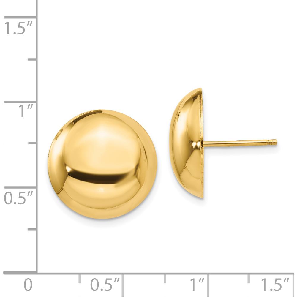 14K Yellow Gold Polished 15.5mm Button Post Earrings by 0