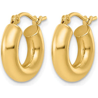 14K Yellow Gold Polished 15mm Lightweight Tube Hoop Earrings by 0
