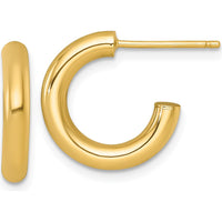 14K Yellow Gold Polished 16mm C-Hoop Post Earrings by 0