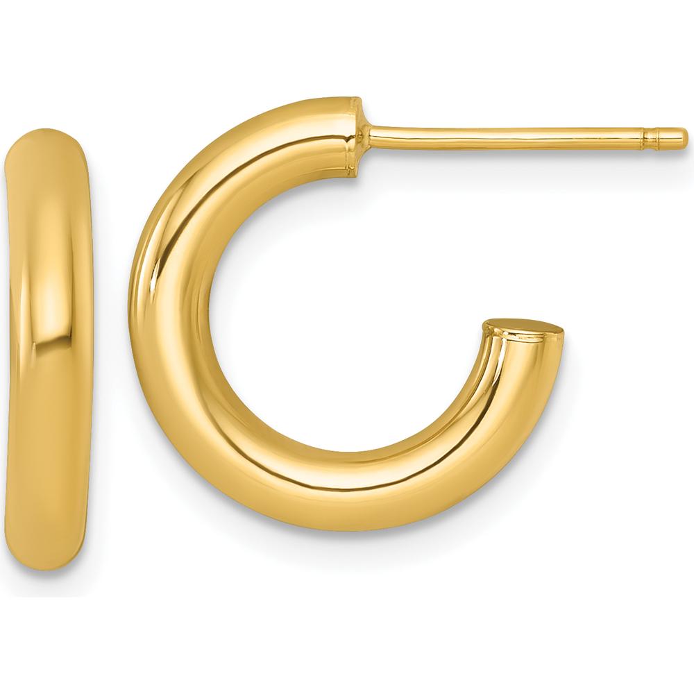 14K Yellow Gold Polished 16mm C-Hoop Post Earrings by 0