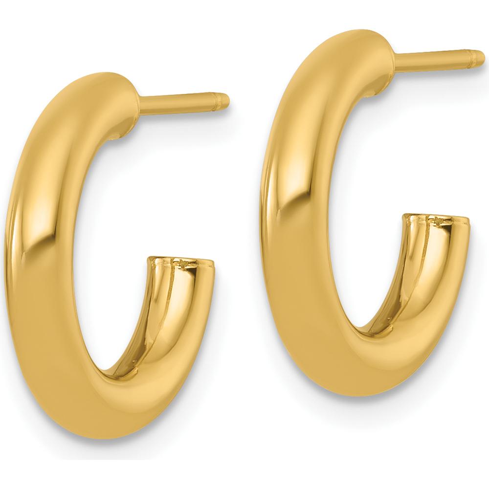14K Yellow Gold Polished 16mm C-Hoop Post Earrings by 0