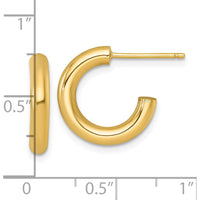 14K Yellow Gold Polished 16mm C-Hoop Post Earrings by 0