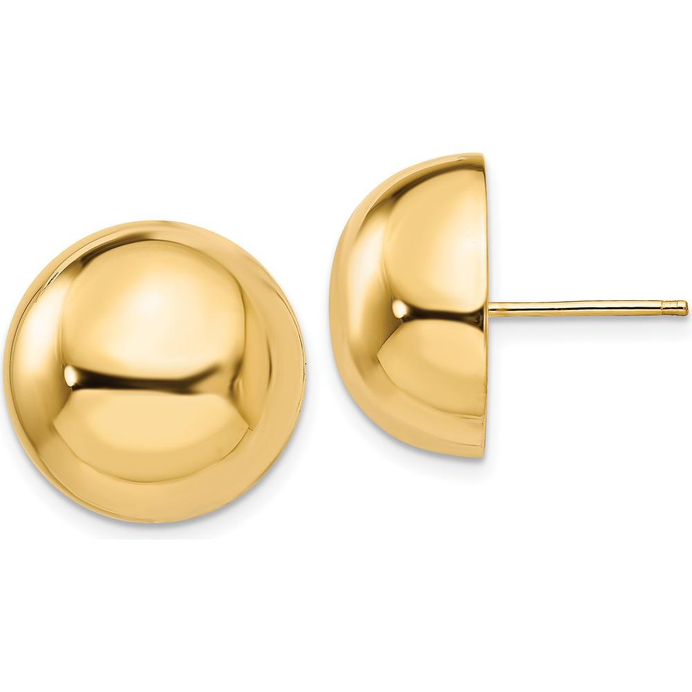 14K Yellow Gold Polished 16mm Half Ball Button Earrings - Extra Large by Oro Pregiato