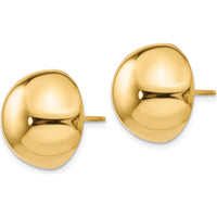 14K Yellow Gold Polished 16mm Half Ball Button Earrings - Extra Large by Oro Pregiato