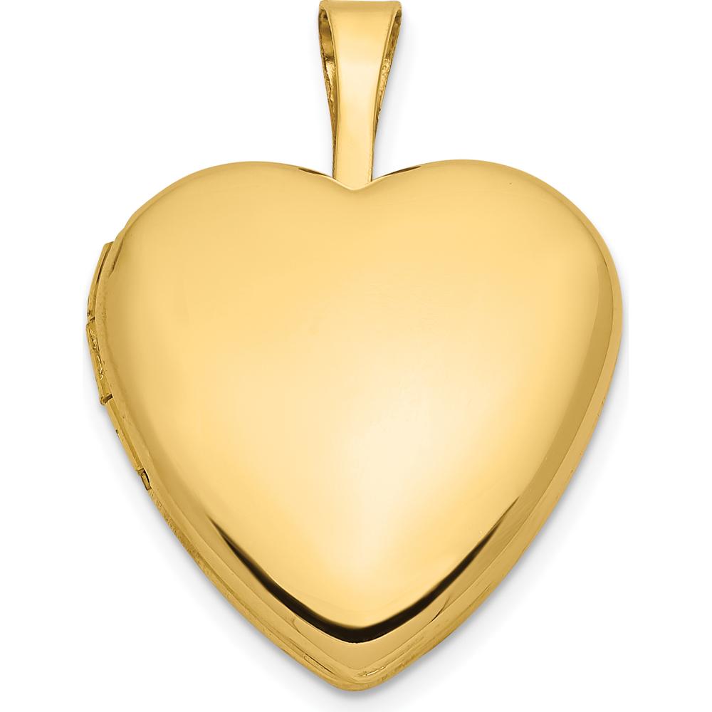 14K Yellow Gold Polished 16mm Heart Locket Pendant - Engravable by Monteluci Fine Jewelry