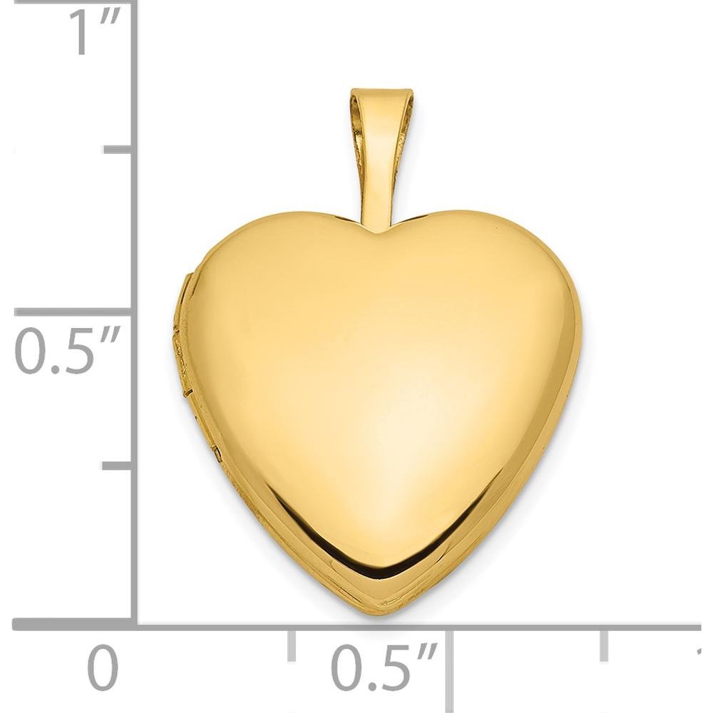 14K Yellow Gold Polished 16mm Heart Locket Pendant - Engravable by Monteluci Fine Jewelry