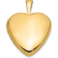 14K Yellow Gold Polished 16mm Heart Locket Pendant - Engravable by Monteluci Fine Jewelry