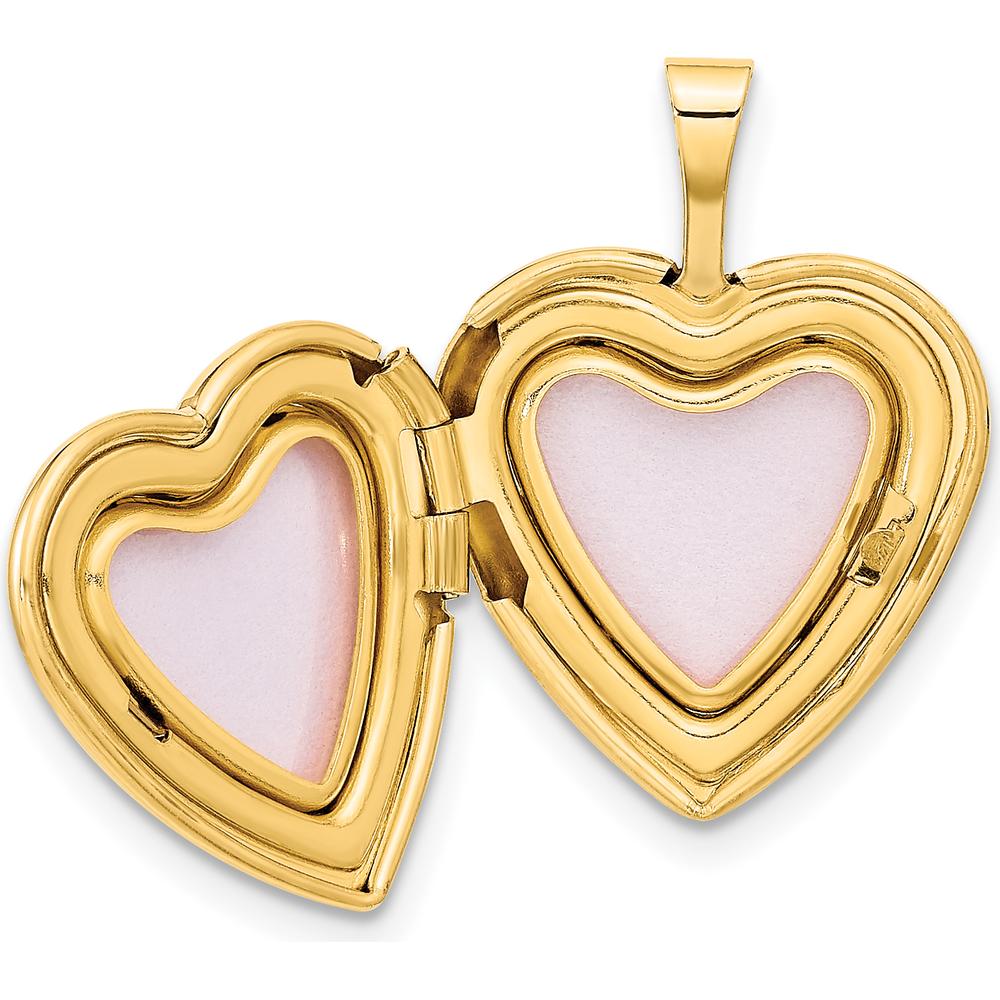 14K Yellow Gold Polished 16mm Heart Locket Pendant - Engravable by Monteluci Fine Jewelry