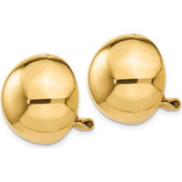 14K Yellow Gold Polished 16mm Omega Clip Non-Pierced Button Earrings by Oro Pregiato