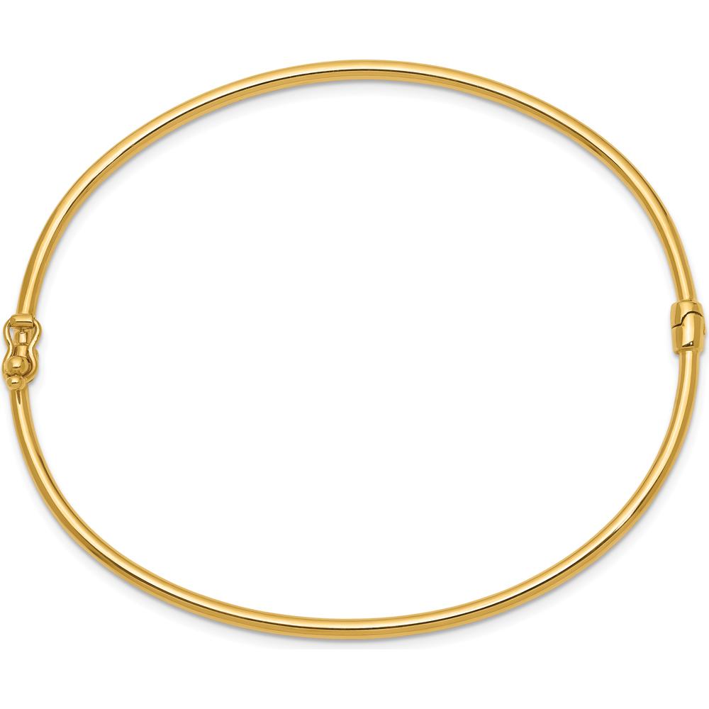 14K Yellow Gold Polished 2.00mm Hinged Oval Bangle Bracelet - 7 in Length by Oro Pregiato