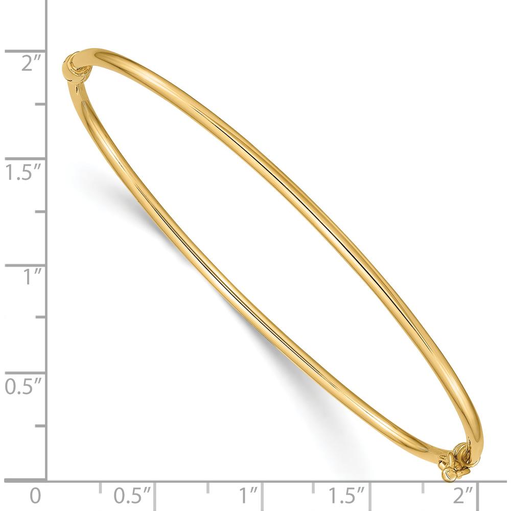 14K Yellow Gold Polished 2.00mm Hinged Oval Bangle Bracelet - 7 in Length by Oro Pregiato