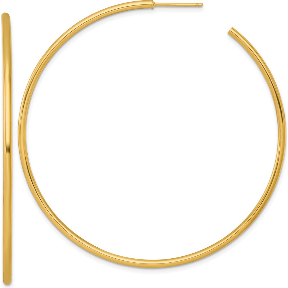 14K Yellow Gold Polished 2.0mm x 65mm C-Hoop Post Earrings by 0