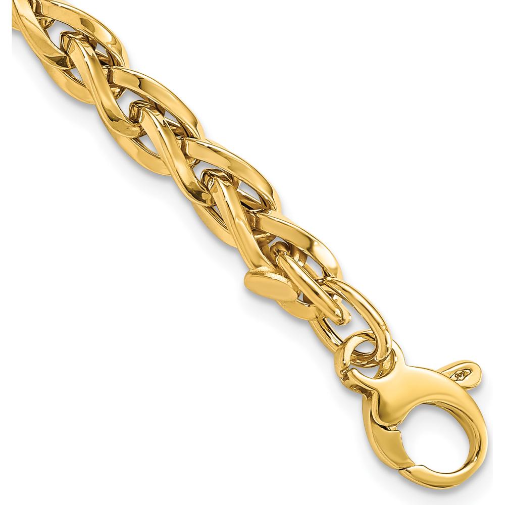 14K Yellow Gold Polished 2.25mm Fancy Link Bracelet with 1" Extender - Unisex Design by 0