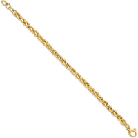 14K Yellow Gold Polished 2.25mm Fancy Link Bracelet with 1" Extender - Unisex Design by 0