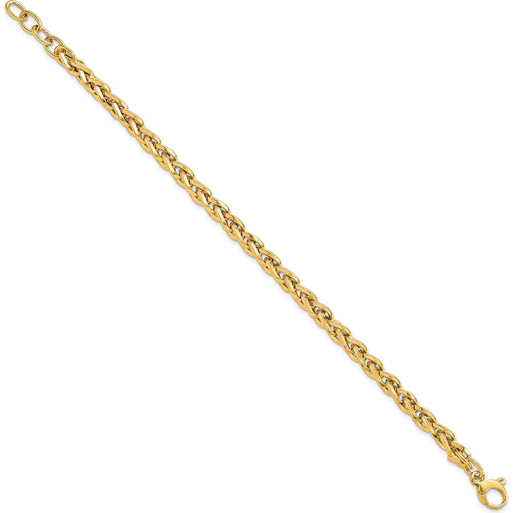14K Yellow Gold Polished 2.25mm Fancy Link Bracelet with 1" Extender - Unisex Design by 0